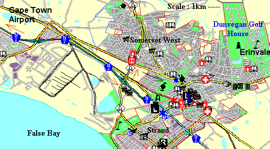 Map of Somerset West and Erinvale Golf Course